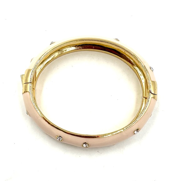 J. Crew Gold Crystal Peachy Hinged Bangle Bracelet - Picture 8 of 11